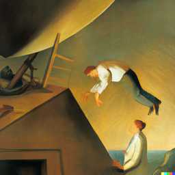 the discovery of gravity, painting by Edward Hopper generated by DALL·E 2